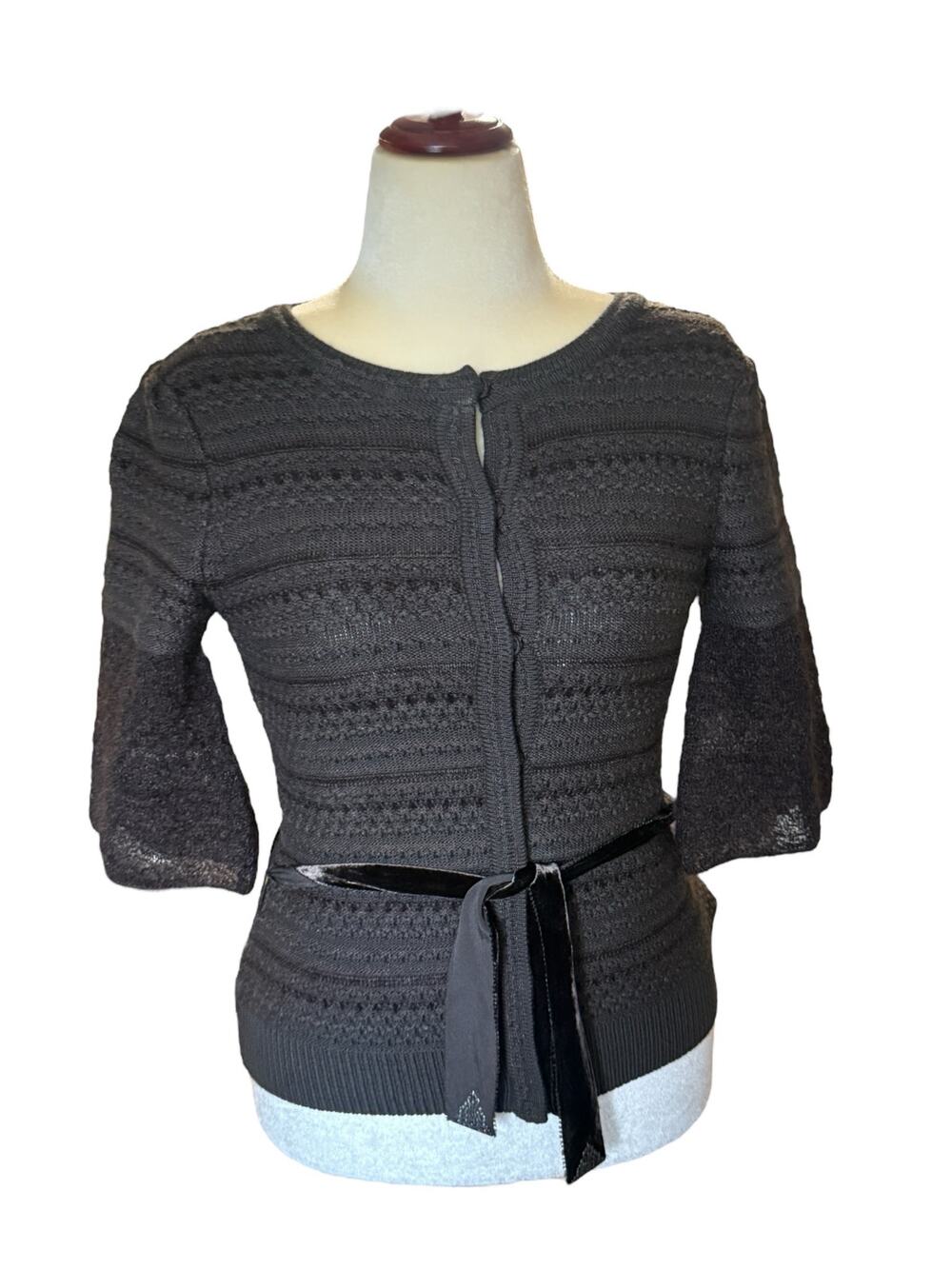 Elie Tahari Brown Wool Short Sleeve Sweater - Medium